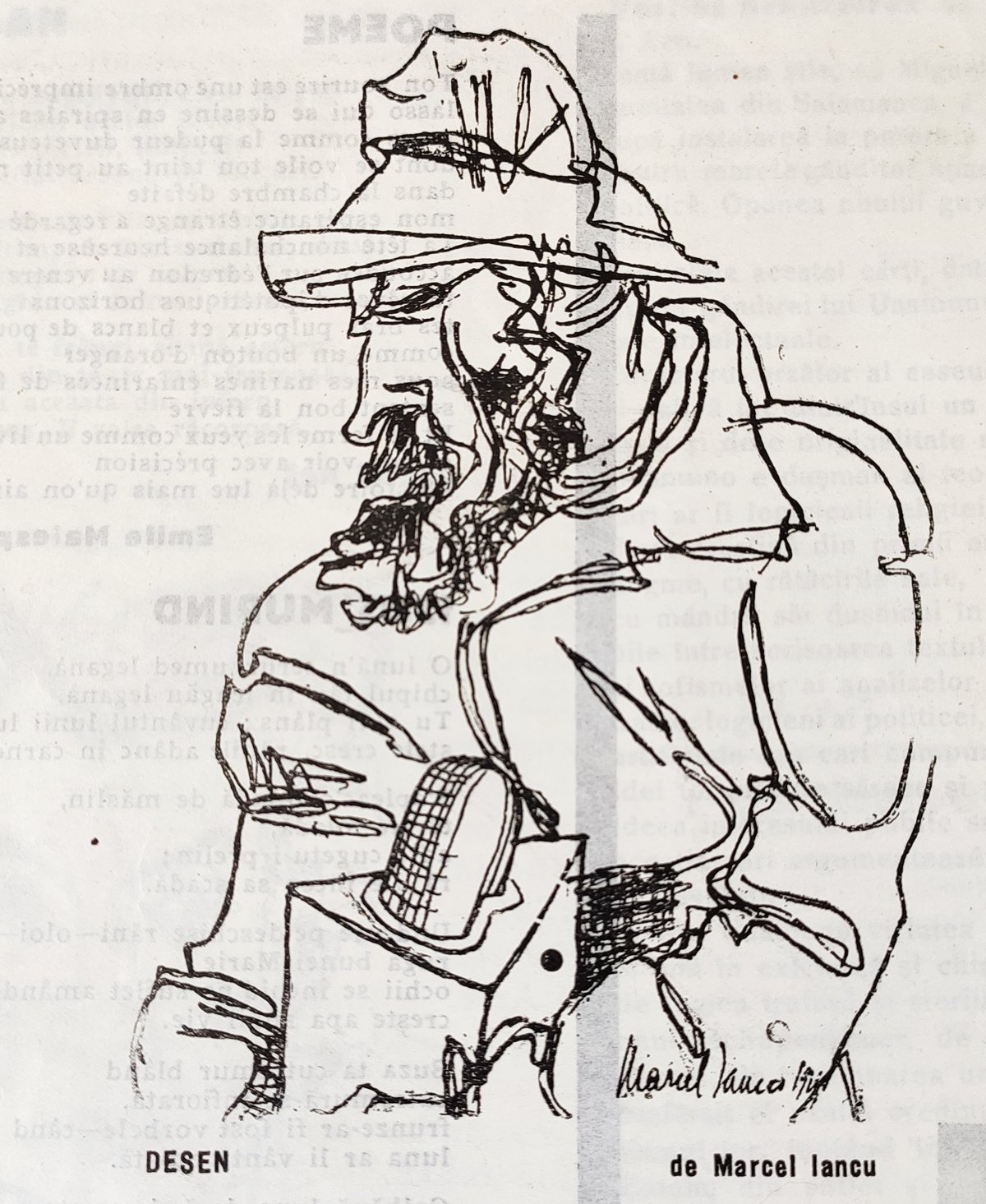 Constantin Brâncuși, desen de Marcel Iancu